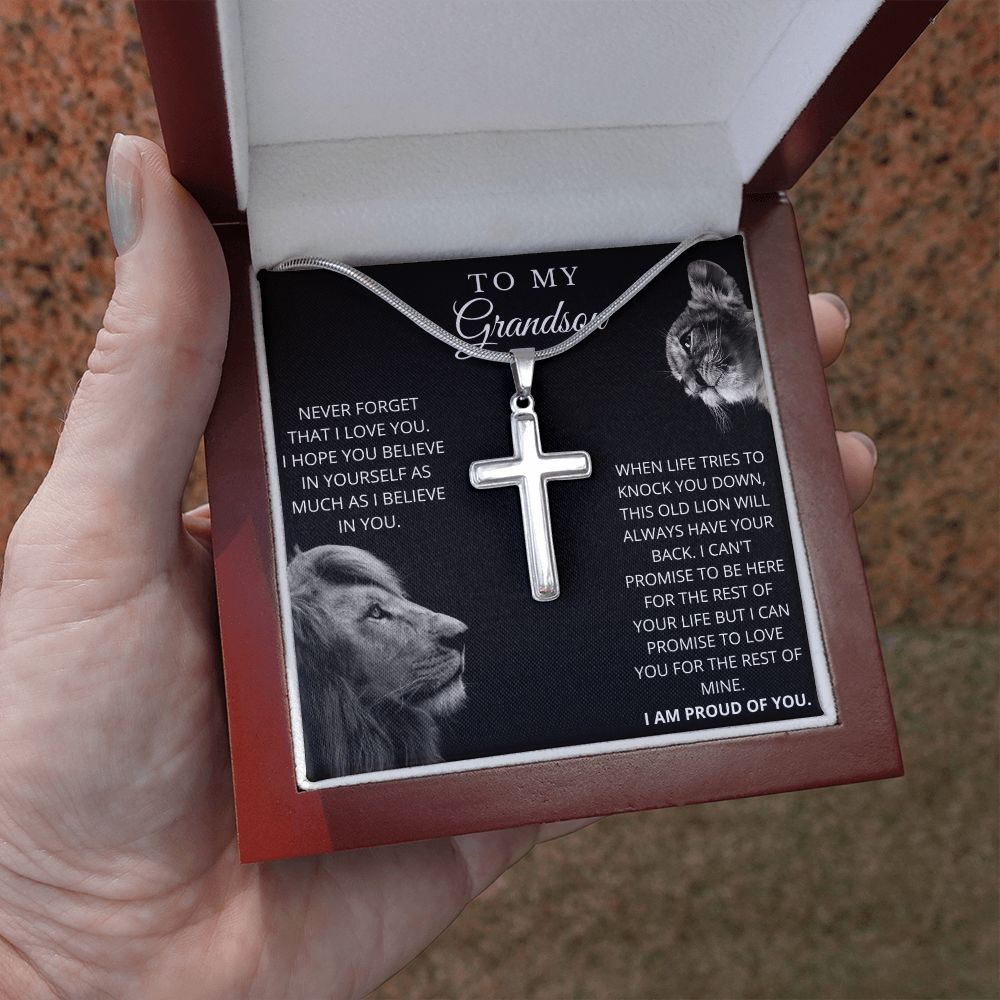 To My Grandson | Never Forget | Cross Necklace