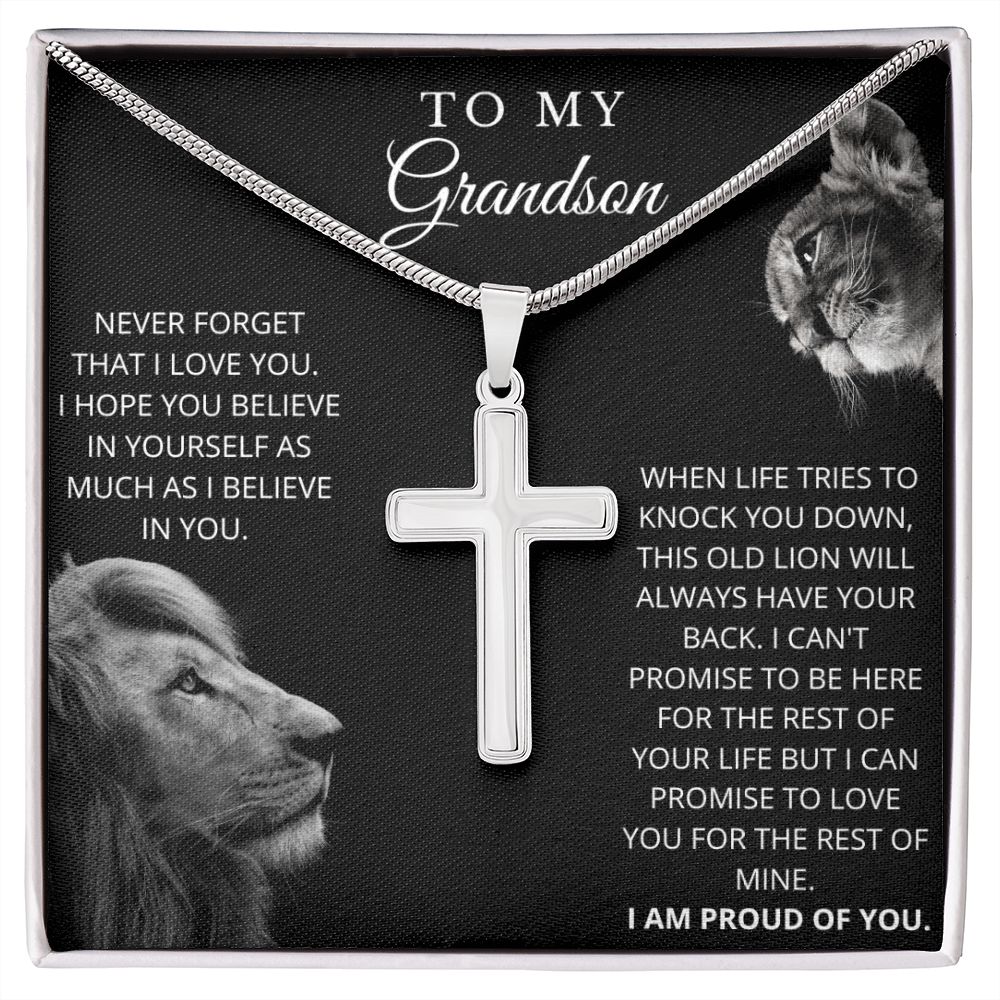 To My Grandson | Never Forget | Cross Necklace
