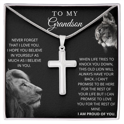 To My Grandson | Never Forget | Cross Necklace