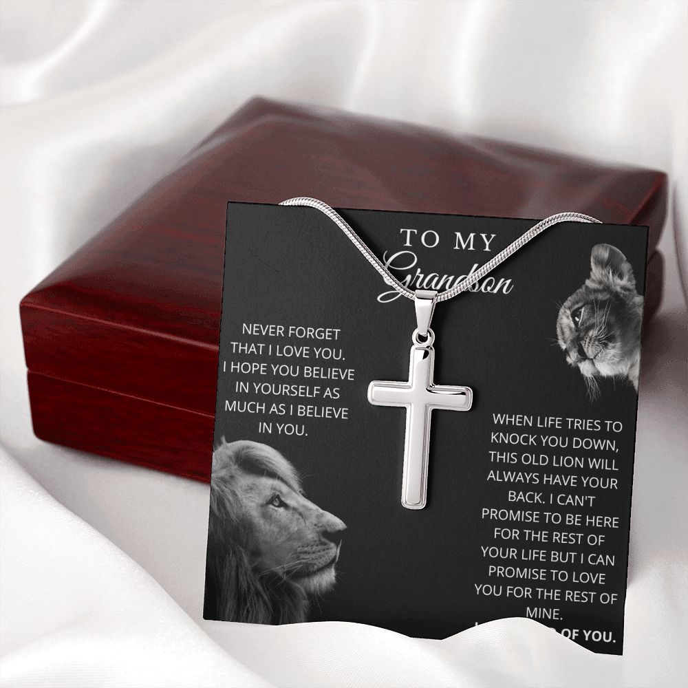 To My Grandson | Never Forget | Cross Necklace