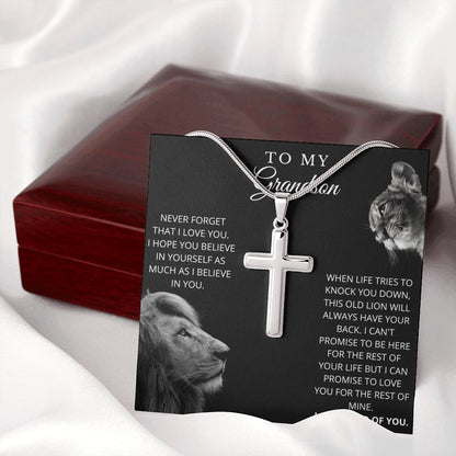 To My Grandson | Never Forget | Cross Necklace
