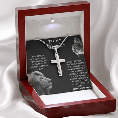 To My Grandson | Never Forget | Cross Necklace